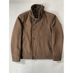 Color Siete Mens Medium Jacket Brown Wool Blend Button Front Quilted Lined